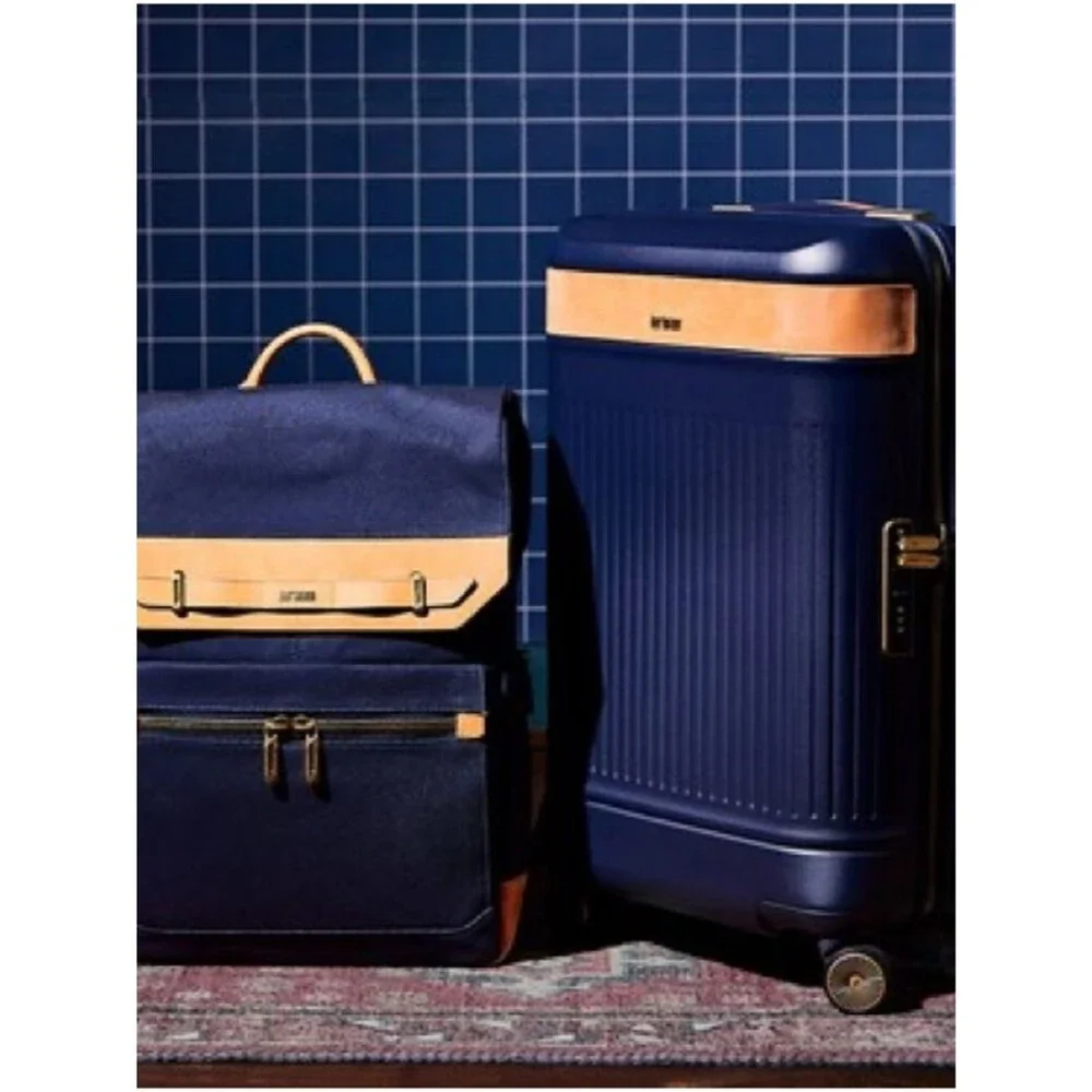 Hartmann Classic Navy Canvas Backpack  Trim Classic Navy Canvas Tan Leather Trim